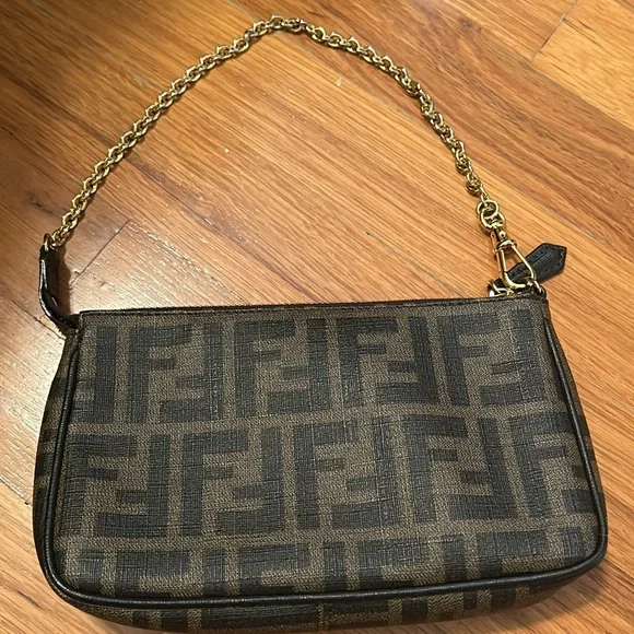 Authentic Fendi Chain Pochette Zucca Coated Canvas - Picture 8 of 12